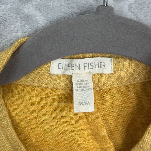 Eileen Fisher Organic Linen Doubleweave Utility Jacket Medium Marigold Yellow - Picture 12 of 13